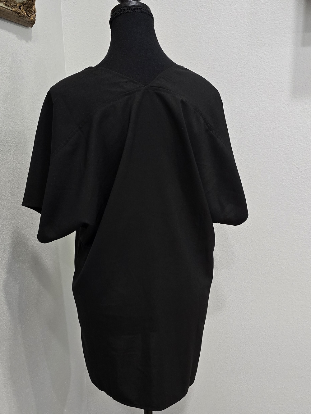 Missguided Black V-Neck Sheer Mesh Detail Oversized Tunic Top Size 14 - Picture 5 of 8